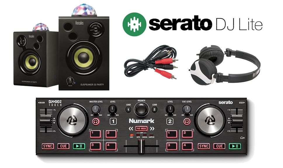 Numark DJ2GO2 Touch, Active Party Speakers With Lightshow & Headphones
