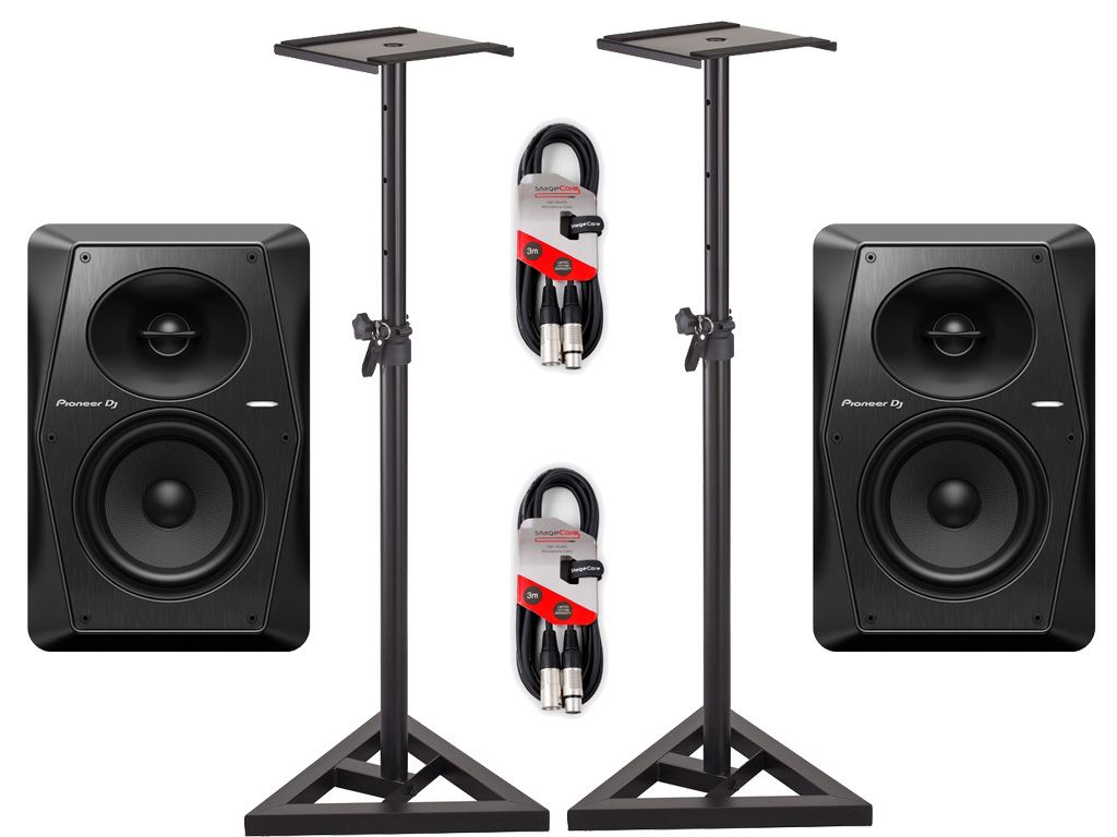 Pioneer DJ VM-50 (Pair) & Floor Stands & Cables