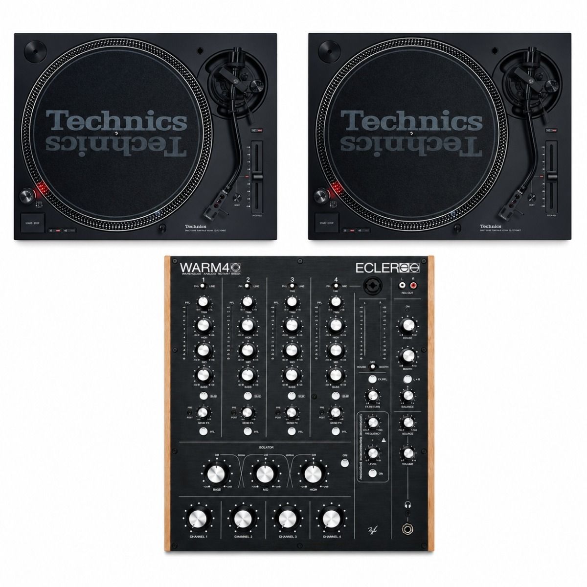 Technics SL-1210MK7 Pair with Ecler WARM4 Rotary Mixer