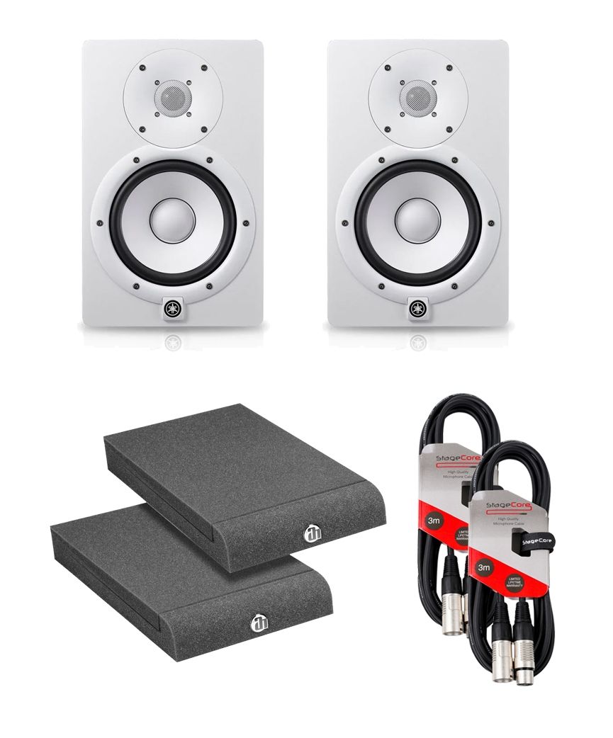YAMAHA HS7 ペア Yamaha HS7 White (PAIR) With Isolation PADS & Cables Package