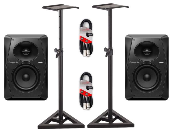Pioneer DJ VM-50 (Pair) & Floor Stands & Cables