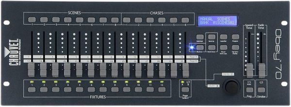 Chauvet DJ OBEY 70 Light/Fog DMX Lighting Controller+Sensitive Joystick+2 Scrims 
