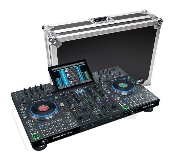 Denon DJ Prime4 4-Deck Standalone DJ Controller with Flight-Road Case Package 