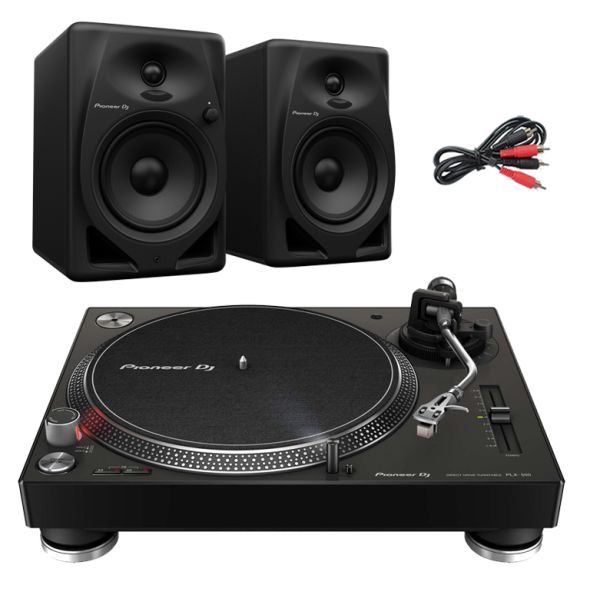 Pioneer DJ PLX-500 Turntable (Black) & DM-50D Active Speakers