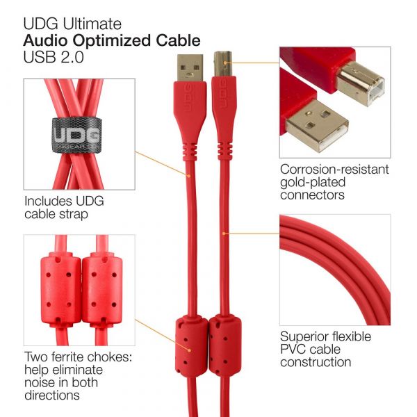 396円 【超歓迎】 UDG Ultimate Audio Cable USB 2.0 A-B Red Angled 1m